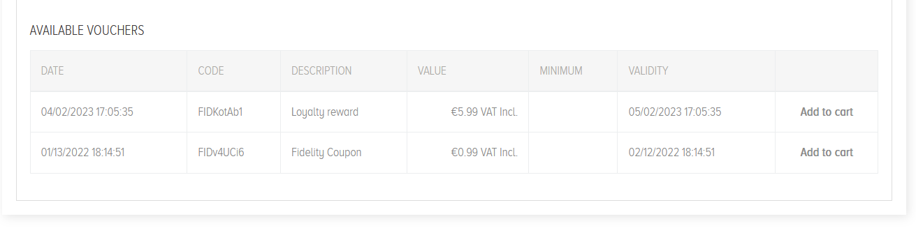 Cart - Voucher Fidelity Program