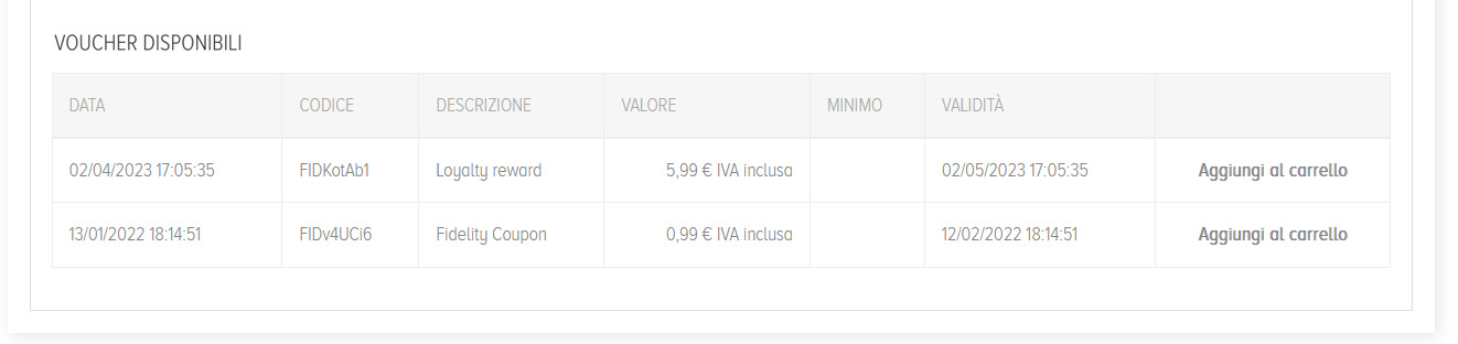 Aggiungi il Buono Sconto al carrello